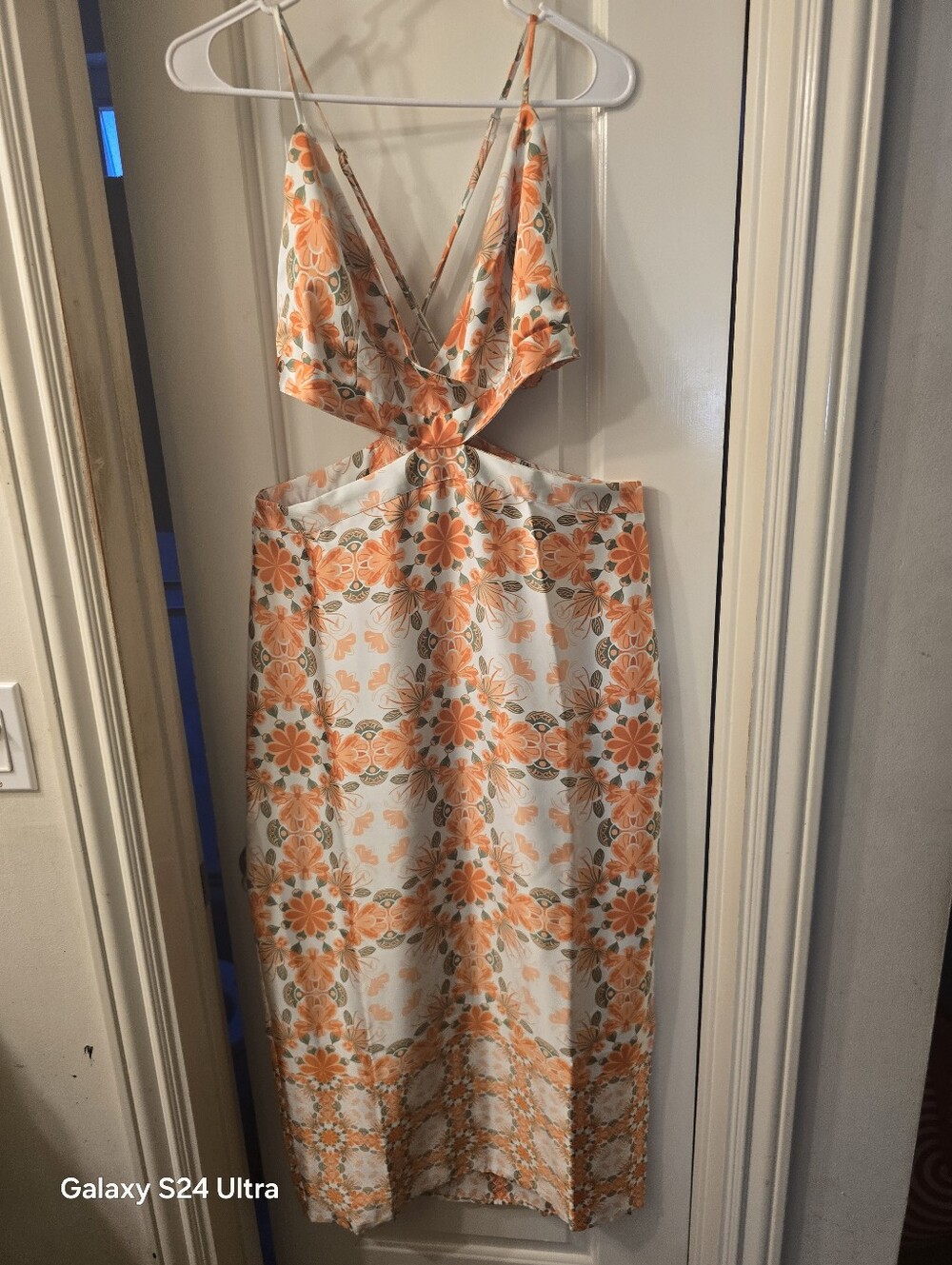 House of Harlow 1960 Orange Floral Backless Cutout Maxi Dress